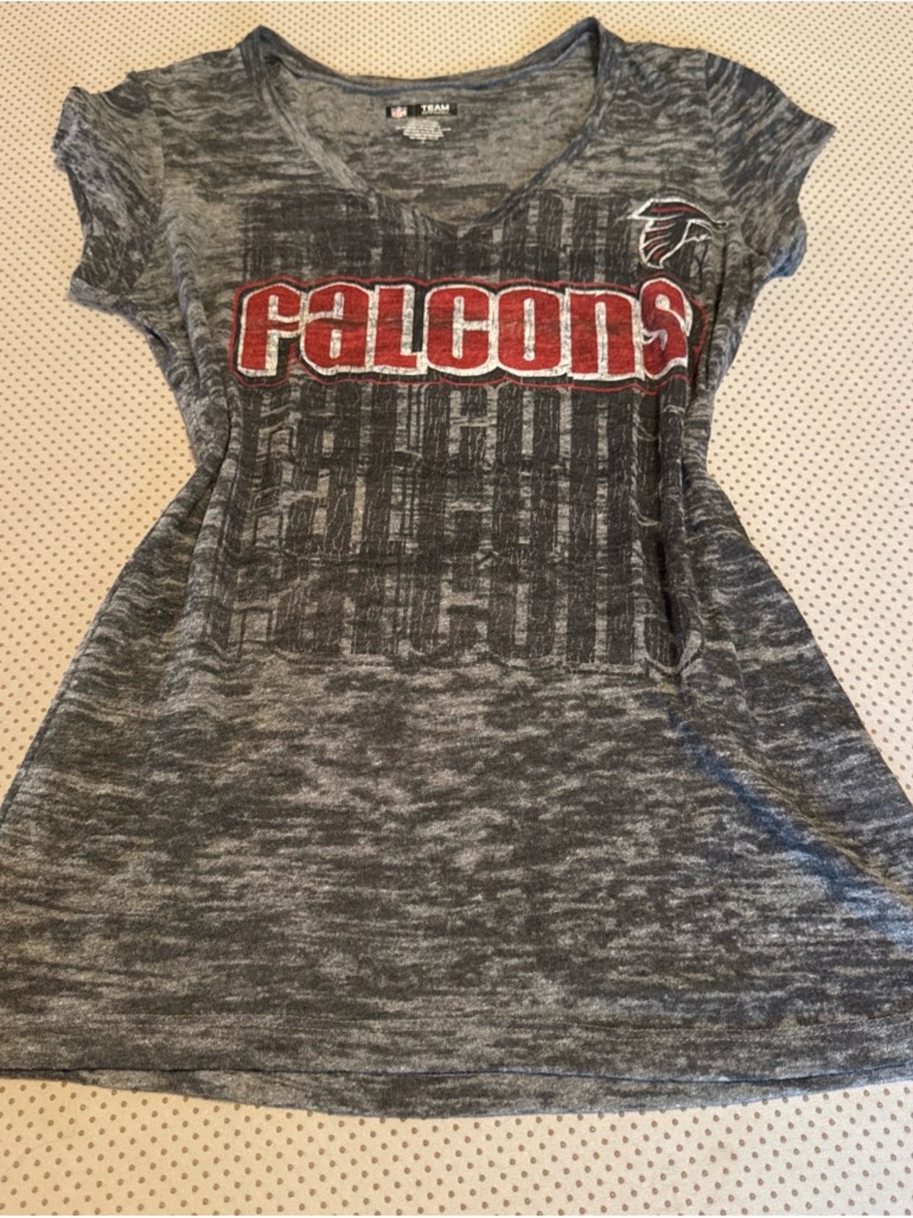 Team Apparel Gray Falcons V-Neck Tee with Red Accent